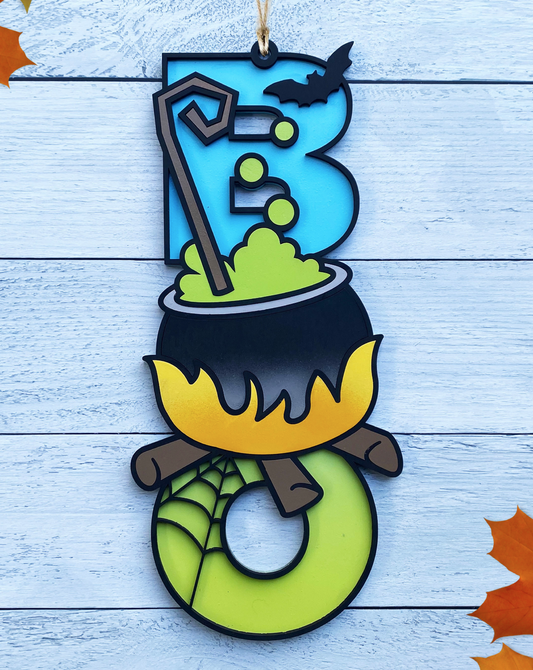 Boo Sign - Cauldron - Halloween